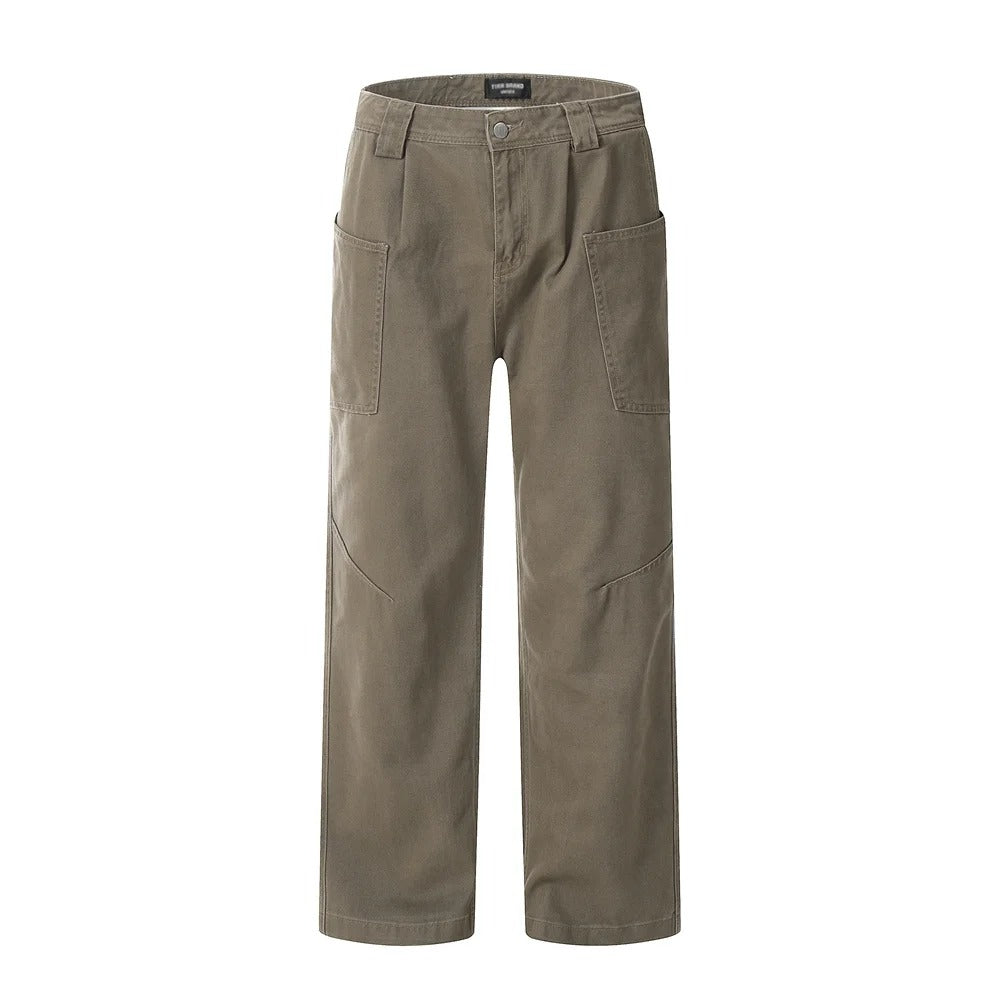 Loose Washed Spliced Slit-Pockets Jeans