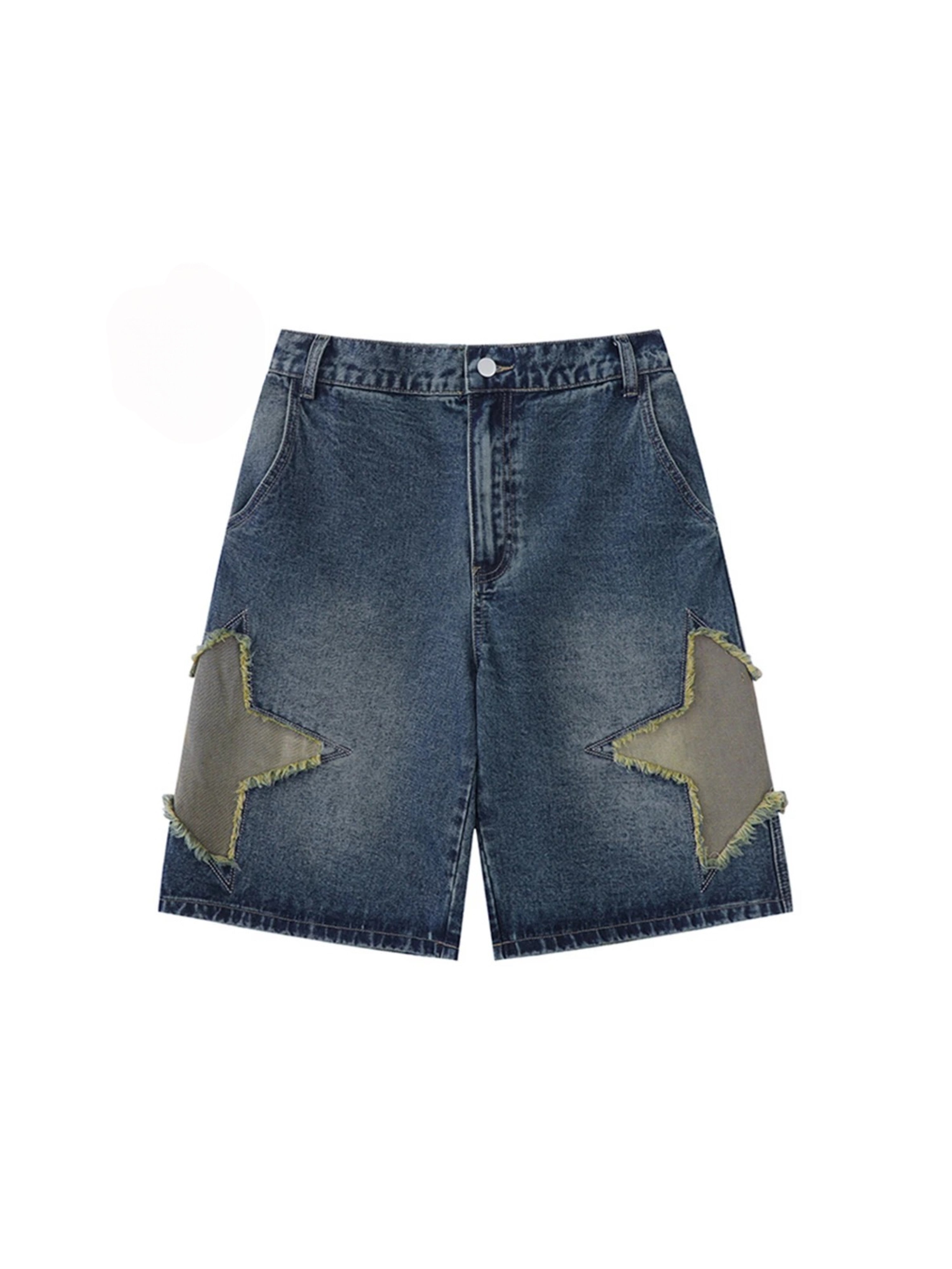 Retro Y2K Star Embroidered Denim Shorts