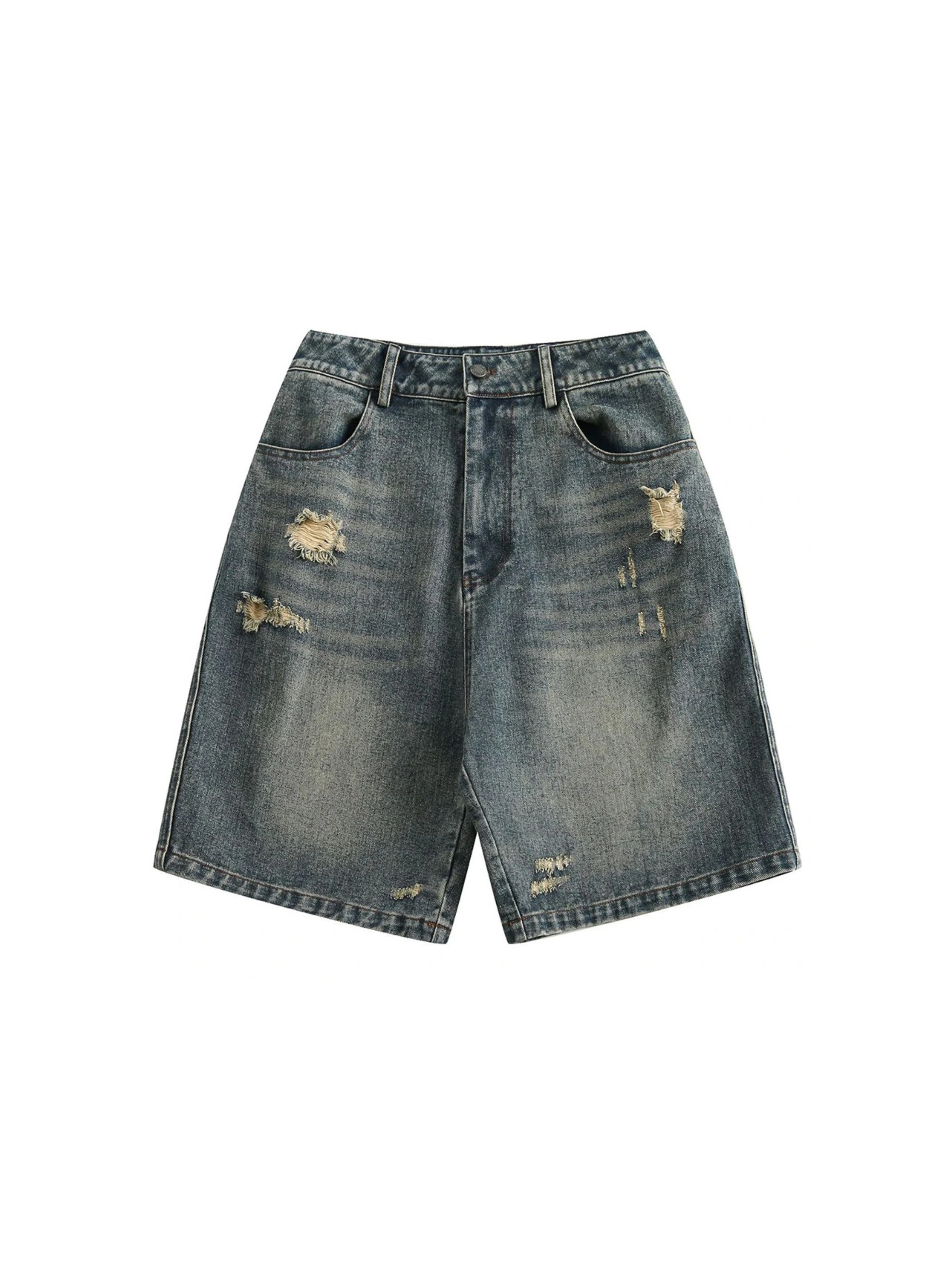 Raw Edge Loose Denim Shorts