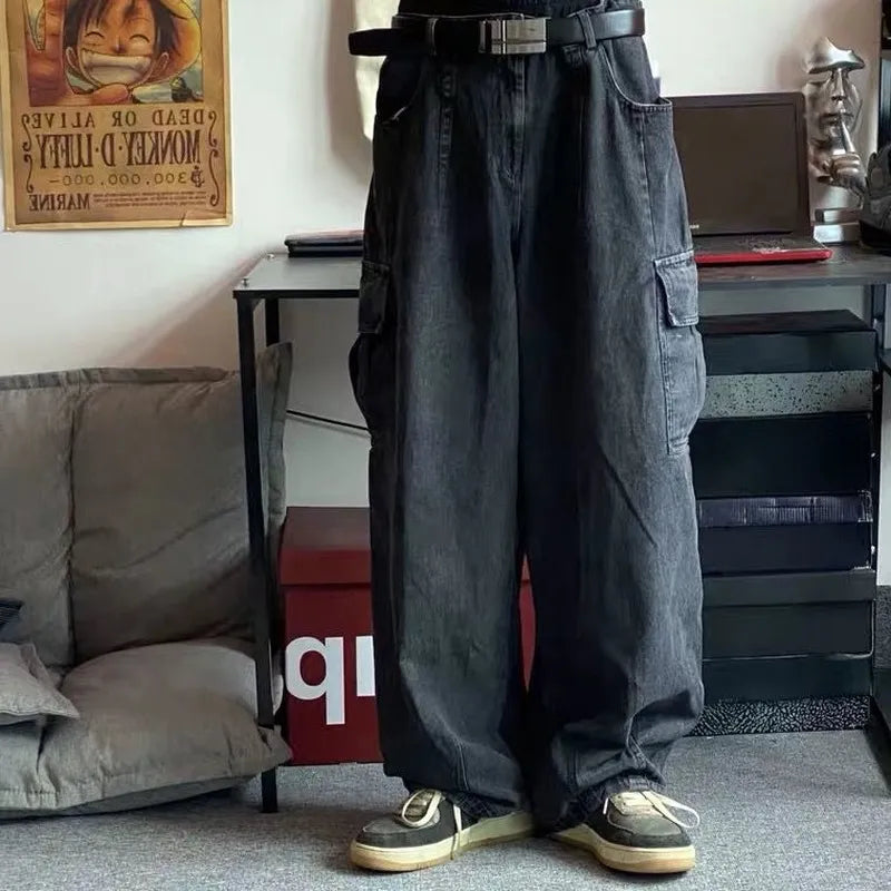 Baggy denim cargo pants