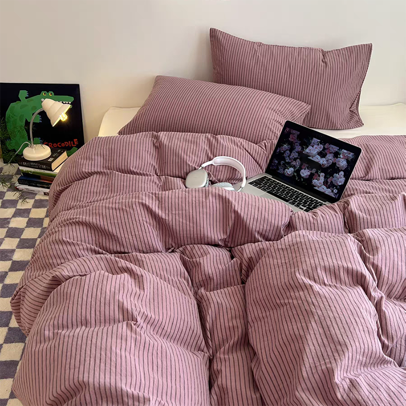 Purple Striped Duvet Cover