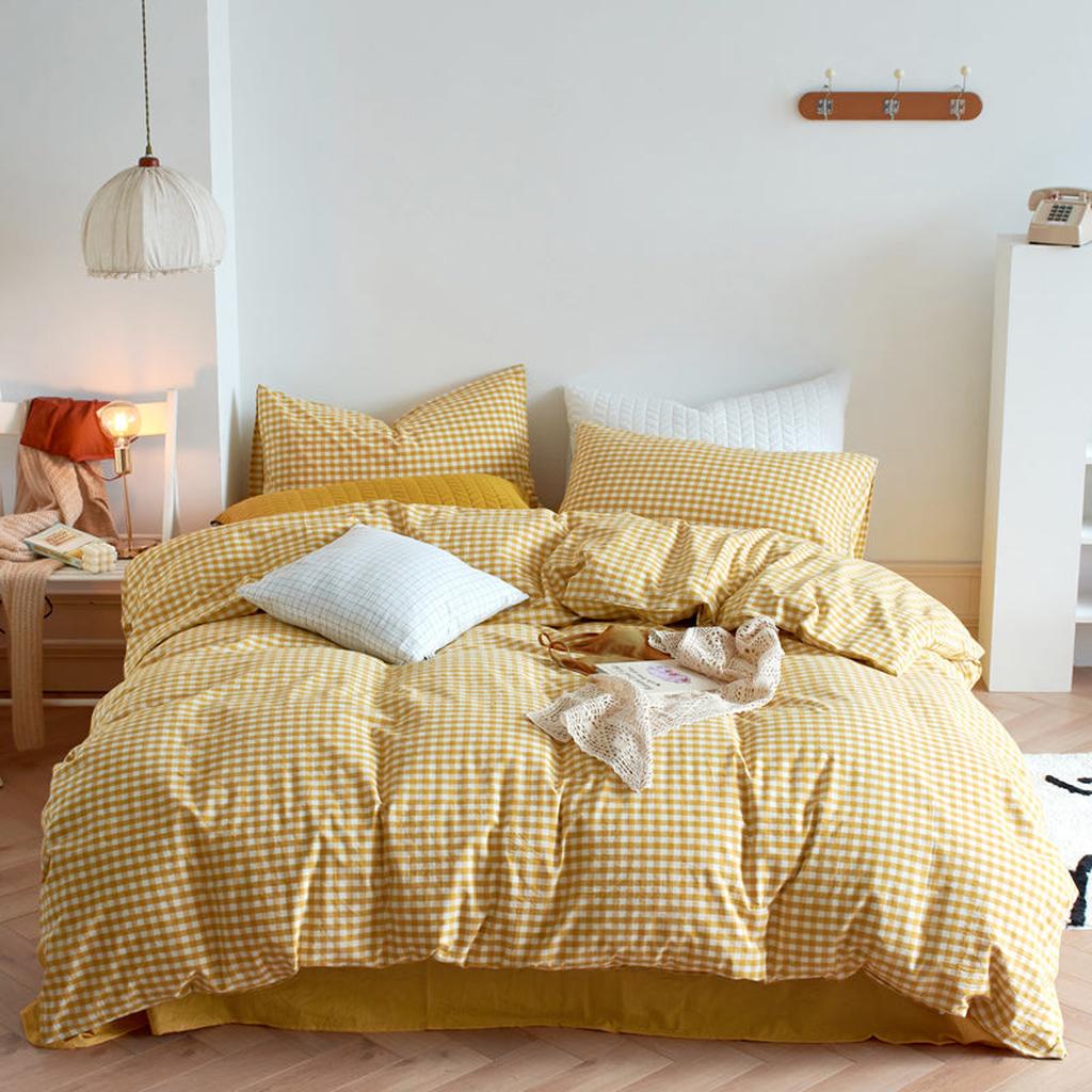 Cotton Small Gingham Duvet Cover - Yellow