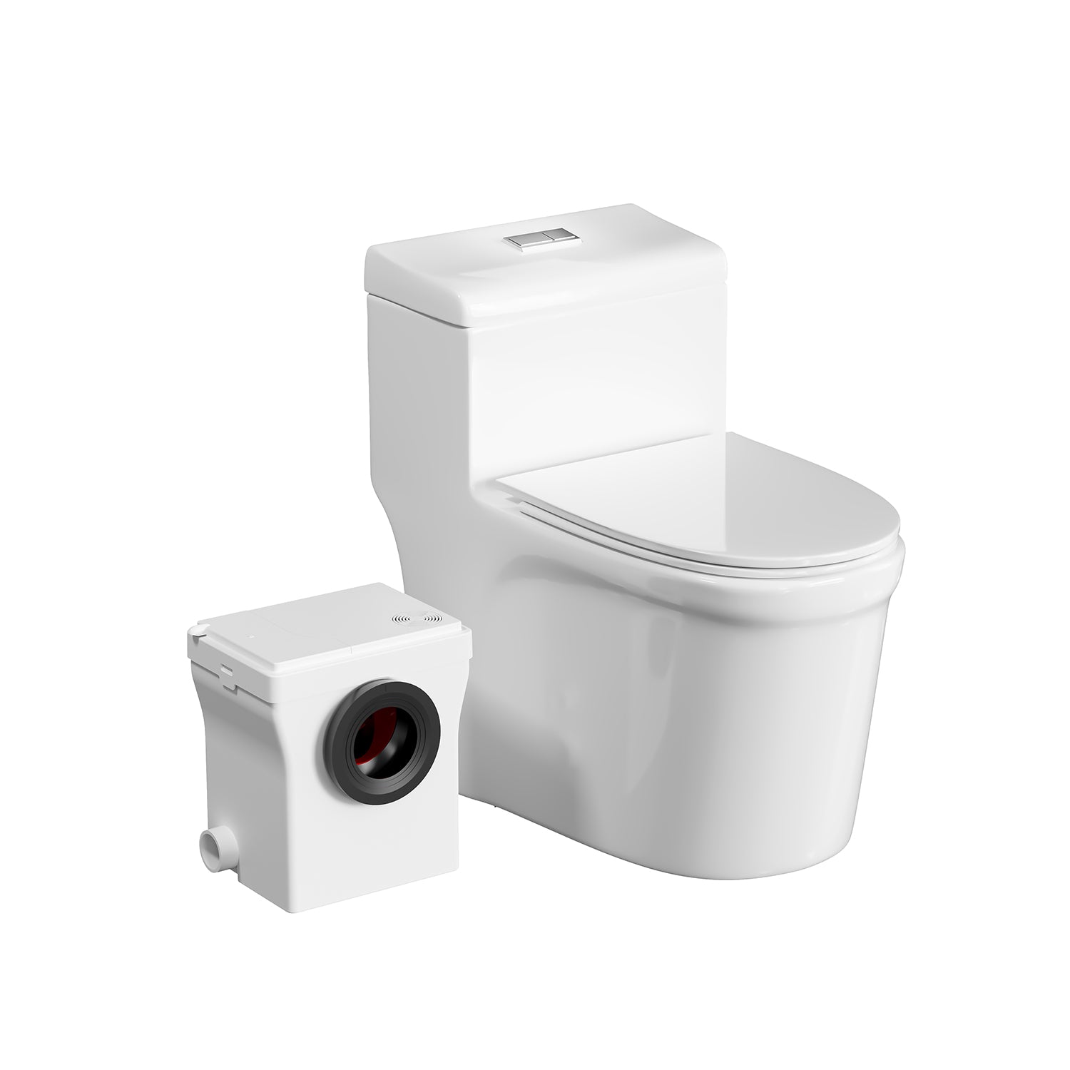 600W Upflush Toilet System | One-Piece Toilet with Powerful Pump for Basements