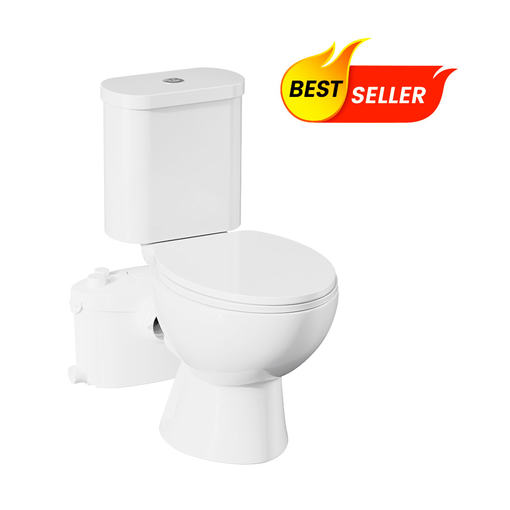 600W Macerating Toilet for Basement | Two-Piece Toilet with Round Bowl