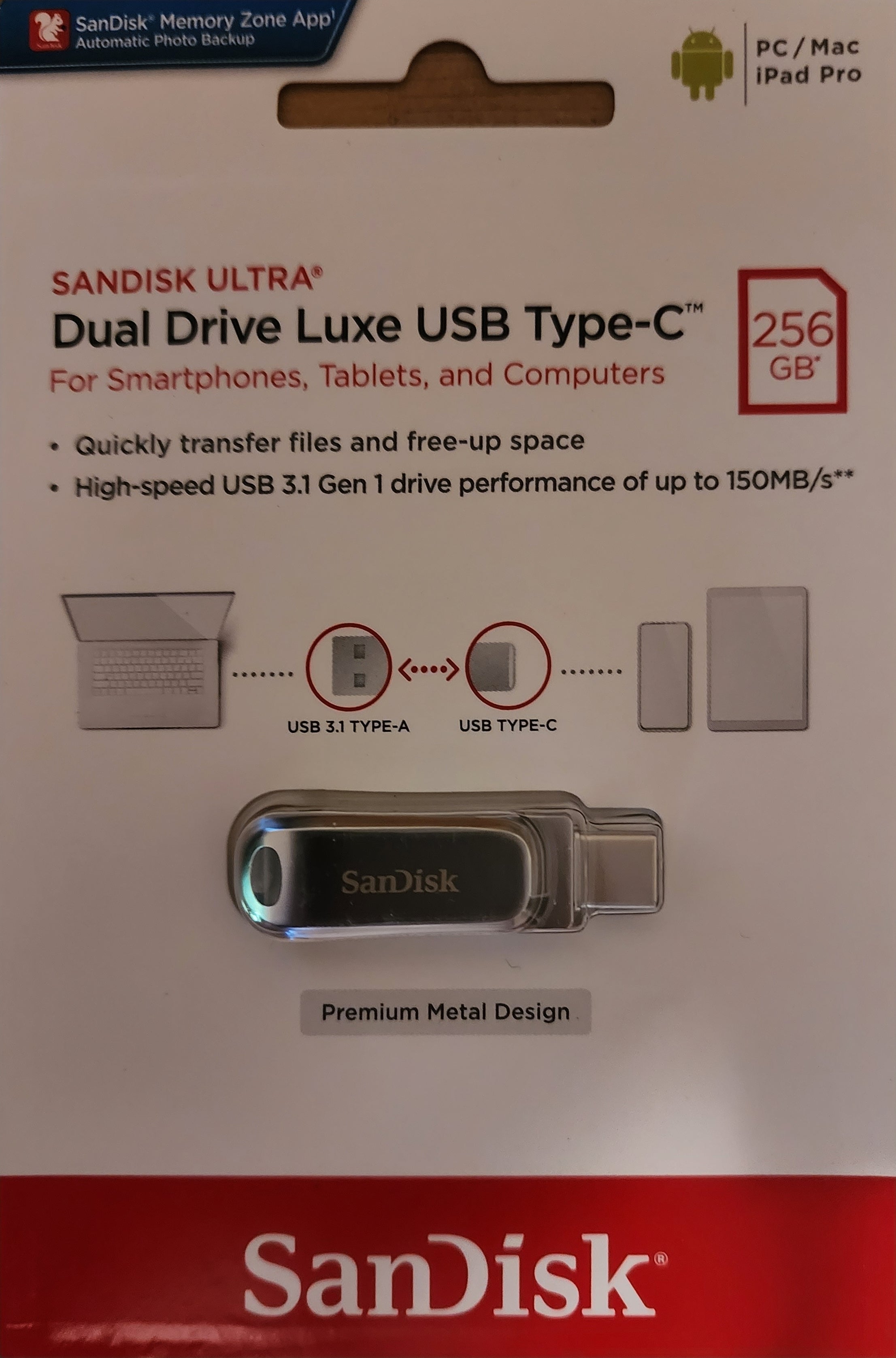 SanDisk: Dual Drive Luxe USB Type-C 256 GB