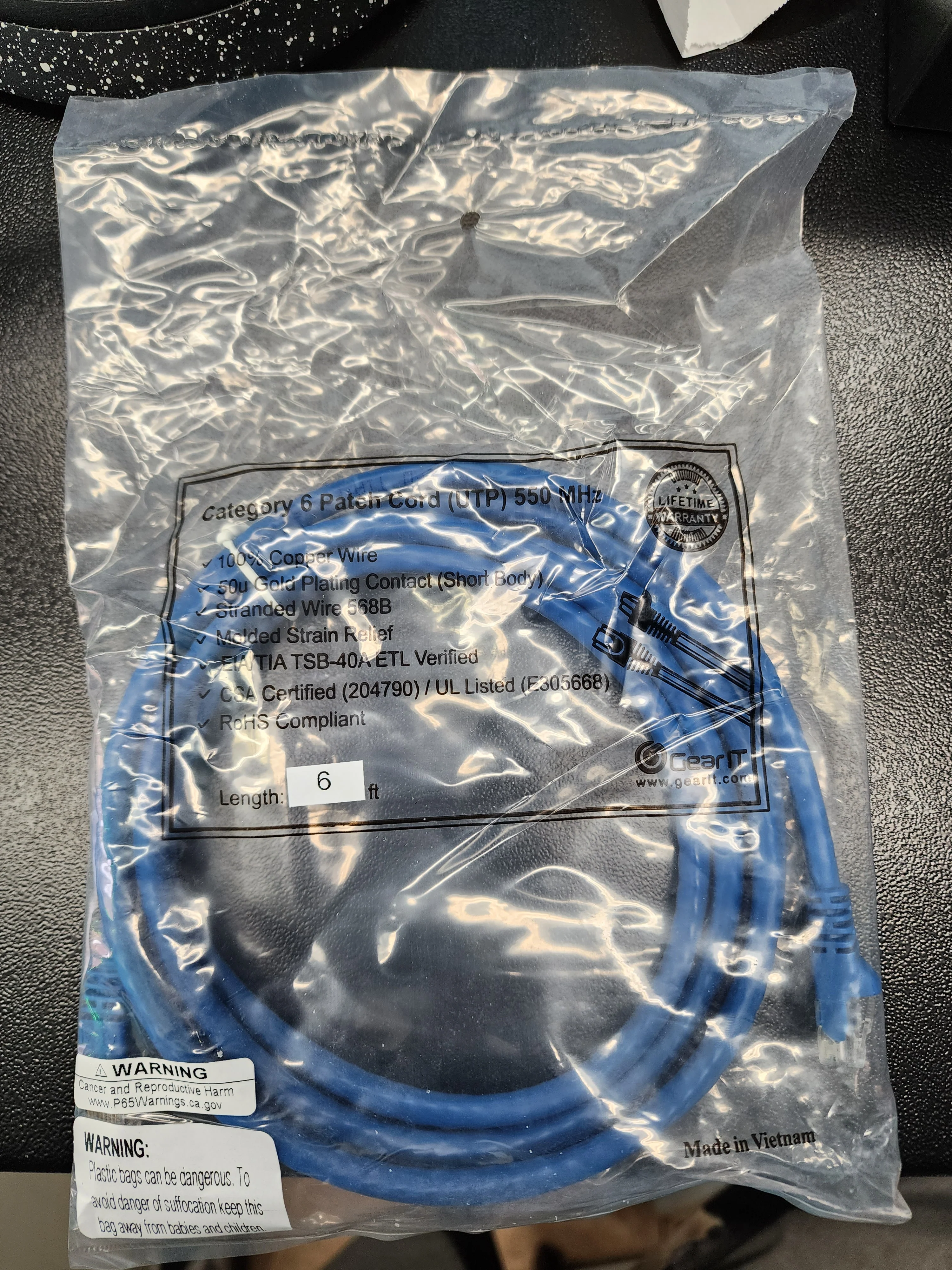 Cat 6 6' Ethernet