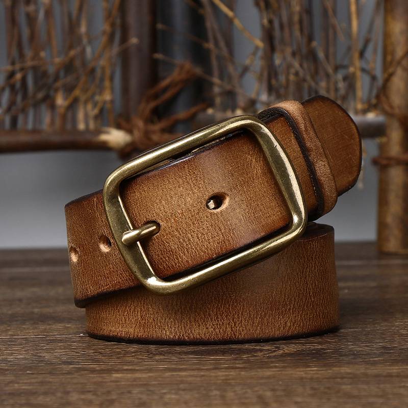 Single Prong Buckl Antiqued Rugosity Mens Belt