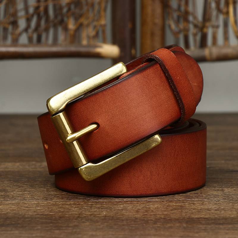 Washed Vintage Matte Leather Mens Luxury Belt