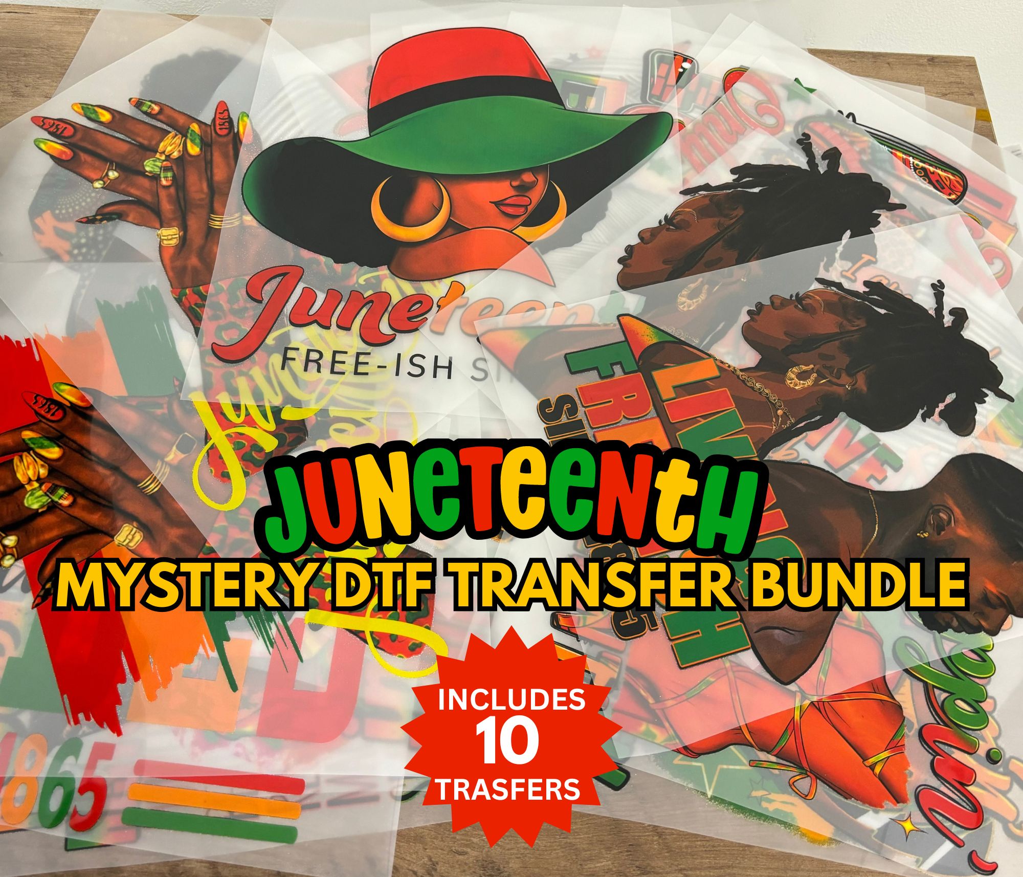 Juneteenth Mystery DTF Transfer Bundle of 10