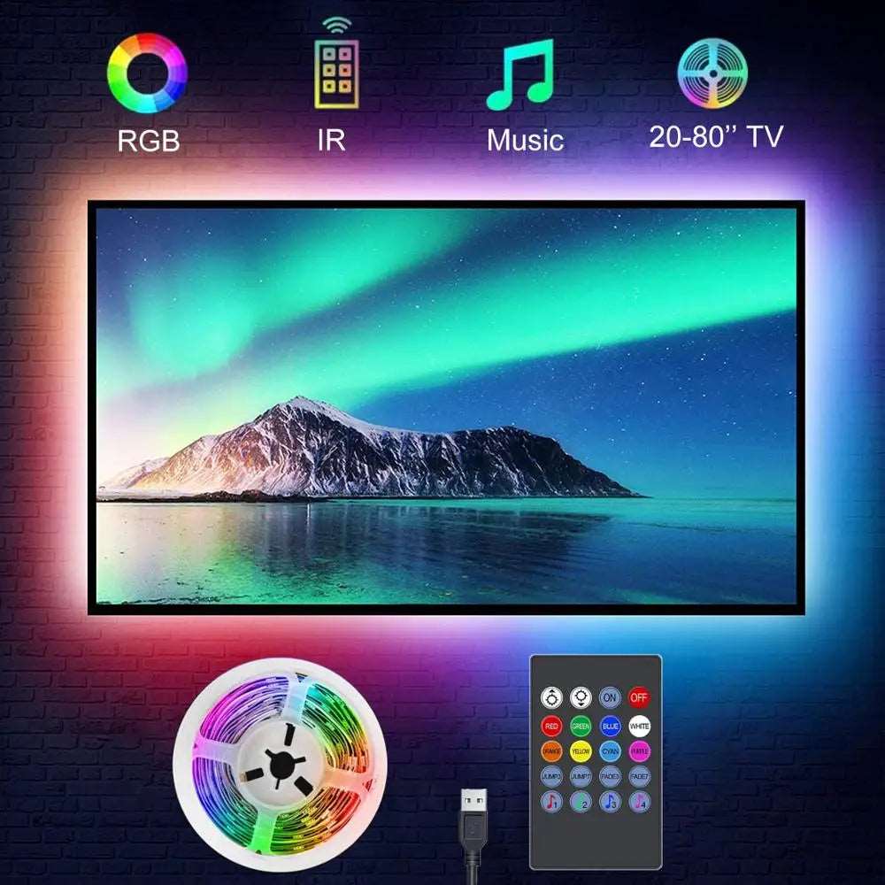 TV Backlight Music Sync USB Powered RGB LED Strip Light