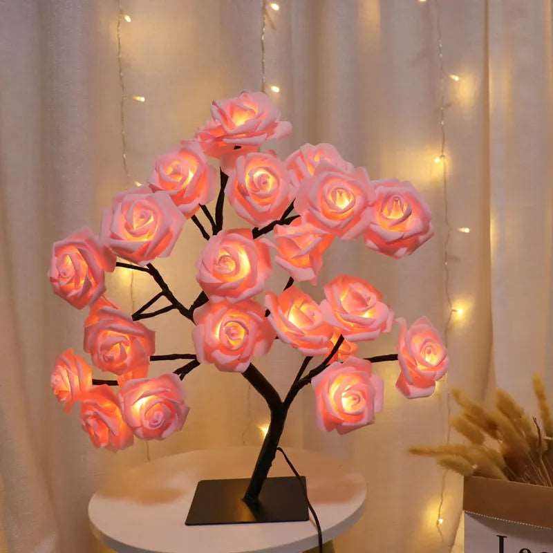 USB Rose Tree Night Light: 24 LEDs