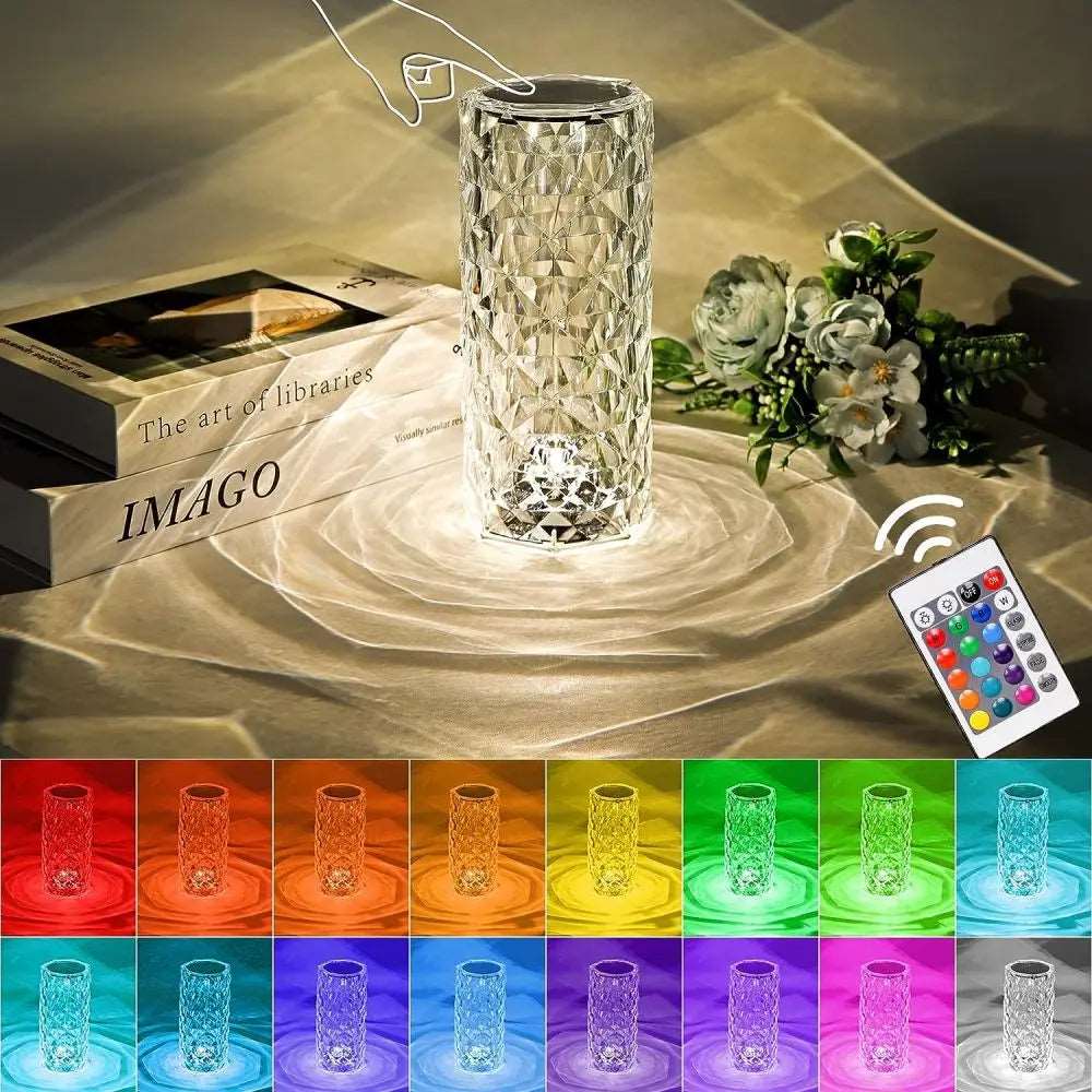 Smart Touch Diamond Crystal Rose LED Night Light Table Lamp