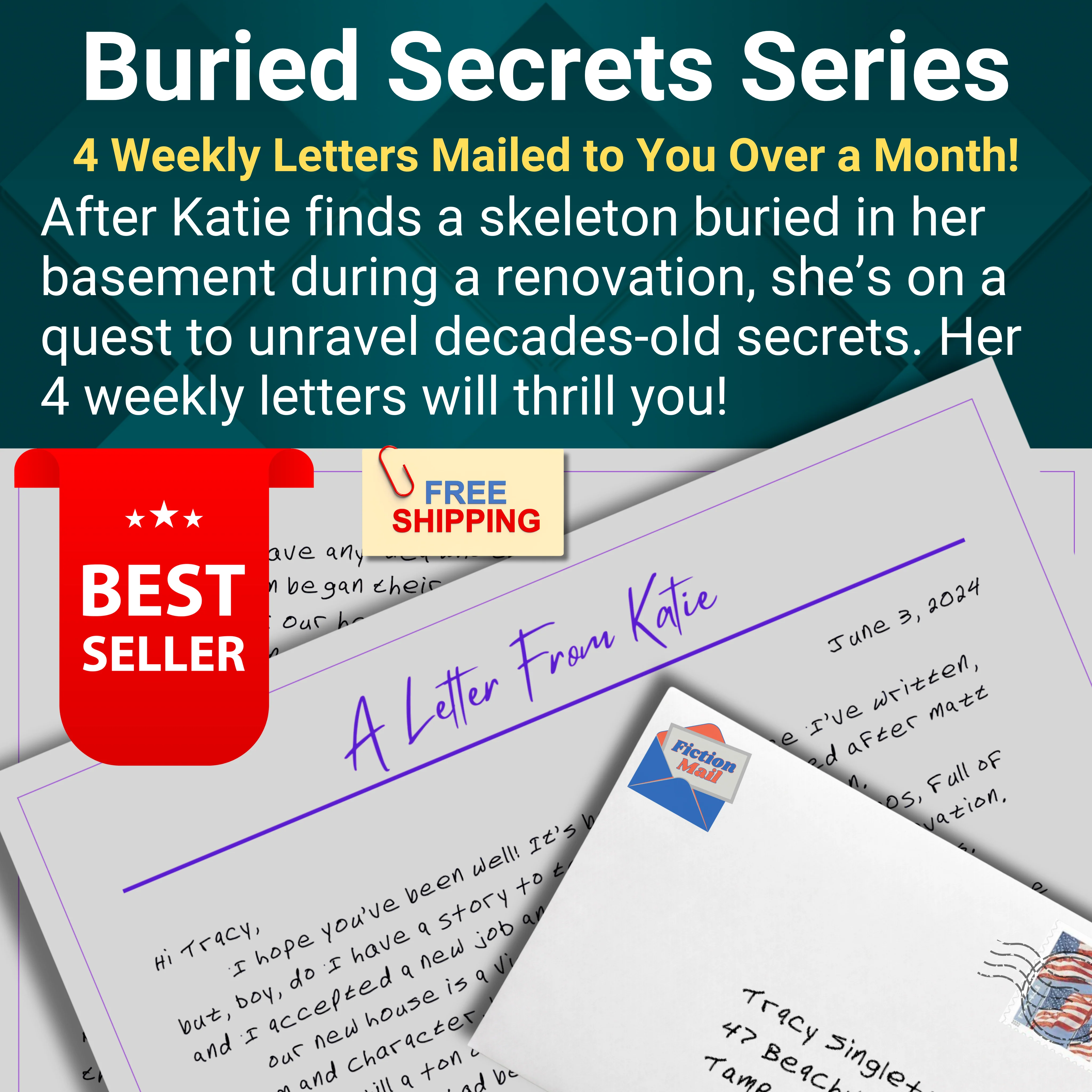 Buried Secrets Series - 4 Weekly Letters From Katie Mailed Over a Month