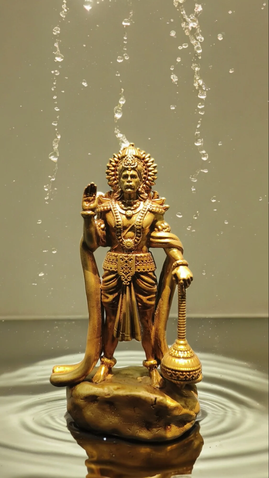 Hanuman Ji Murti Standing  with Mace on Rock Murti  Strength and Devotion