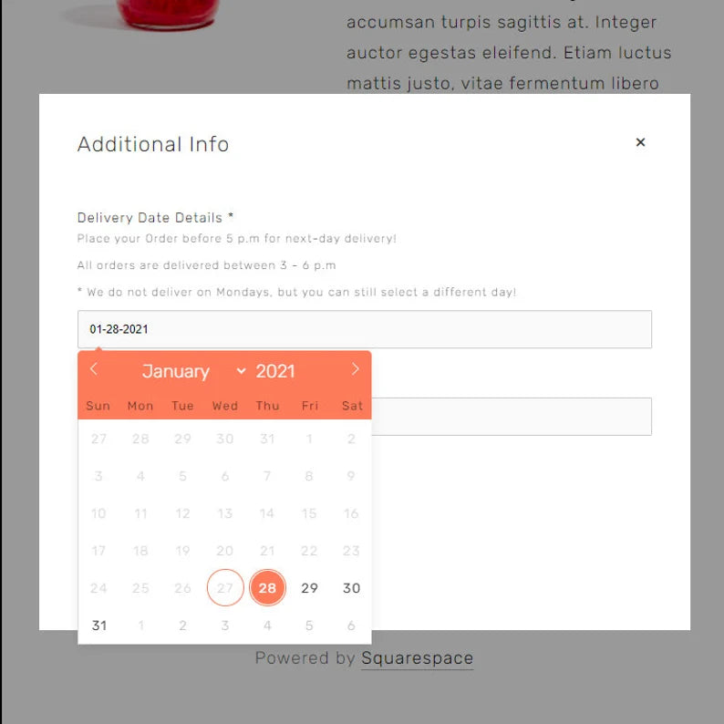 Squarespace Plugin: Datepicker Form field