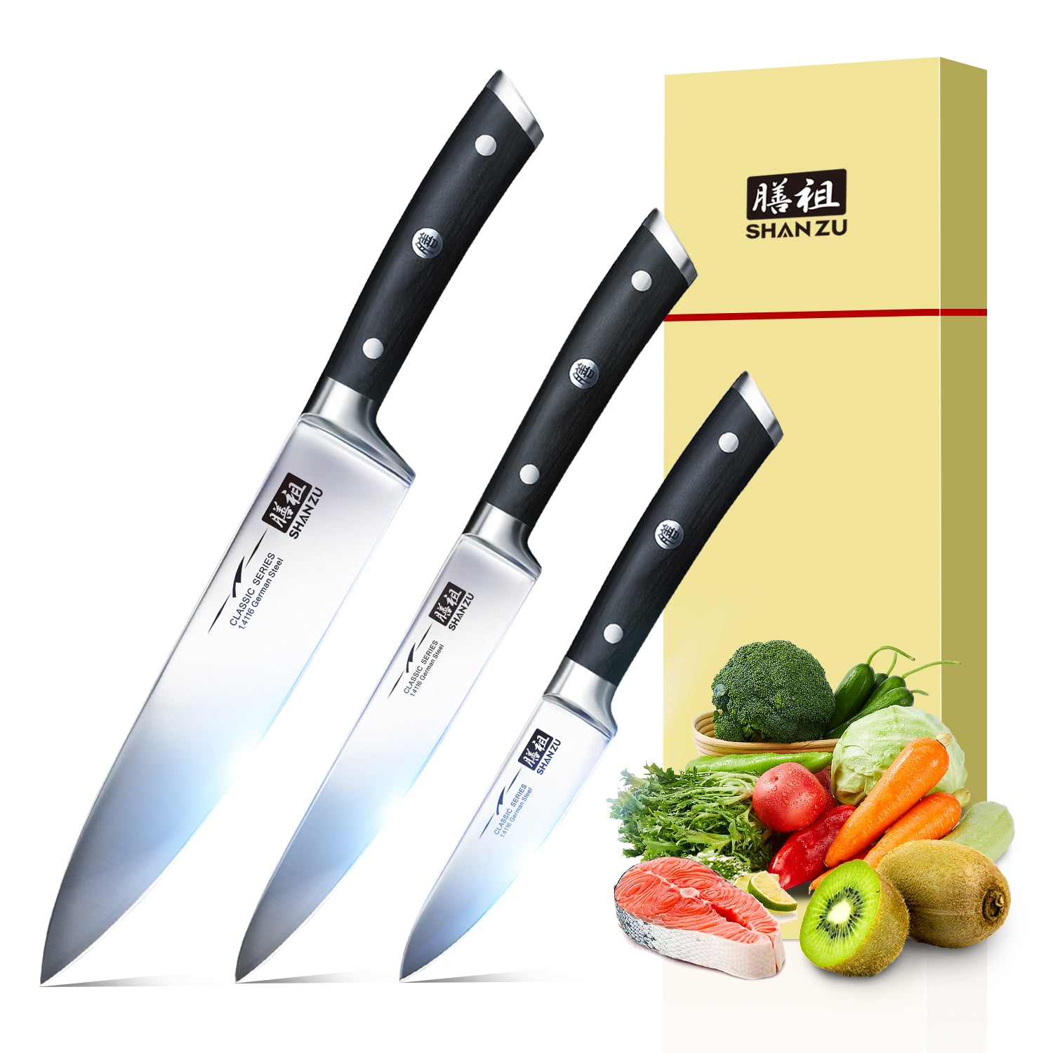 Classic 3-PCS High Carbon Steel Chef Knife Set