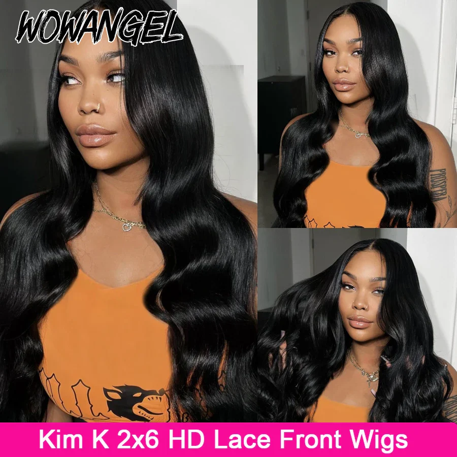 Wow Angel Body Wave 2x6 HD Lace Closure Human Hair Wigs Kim K 6 inch Deep Part  Pre-Plucked Undetectable HD Lace Wigs Glueless