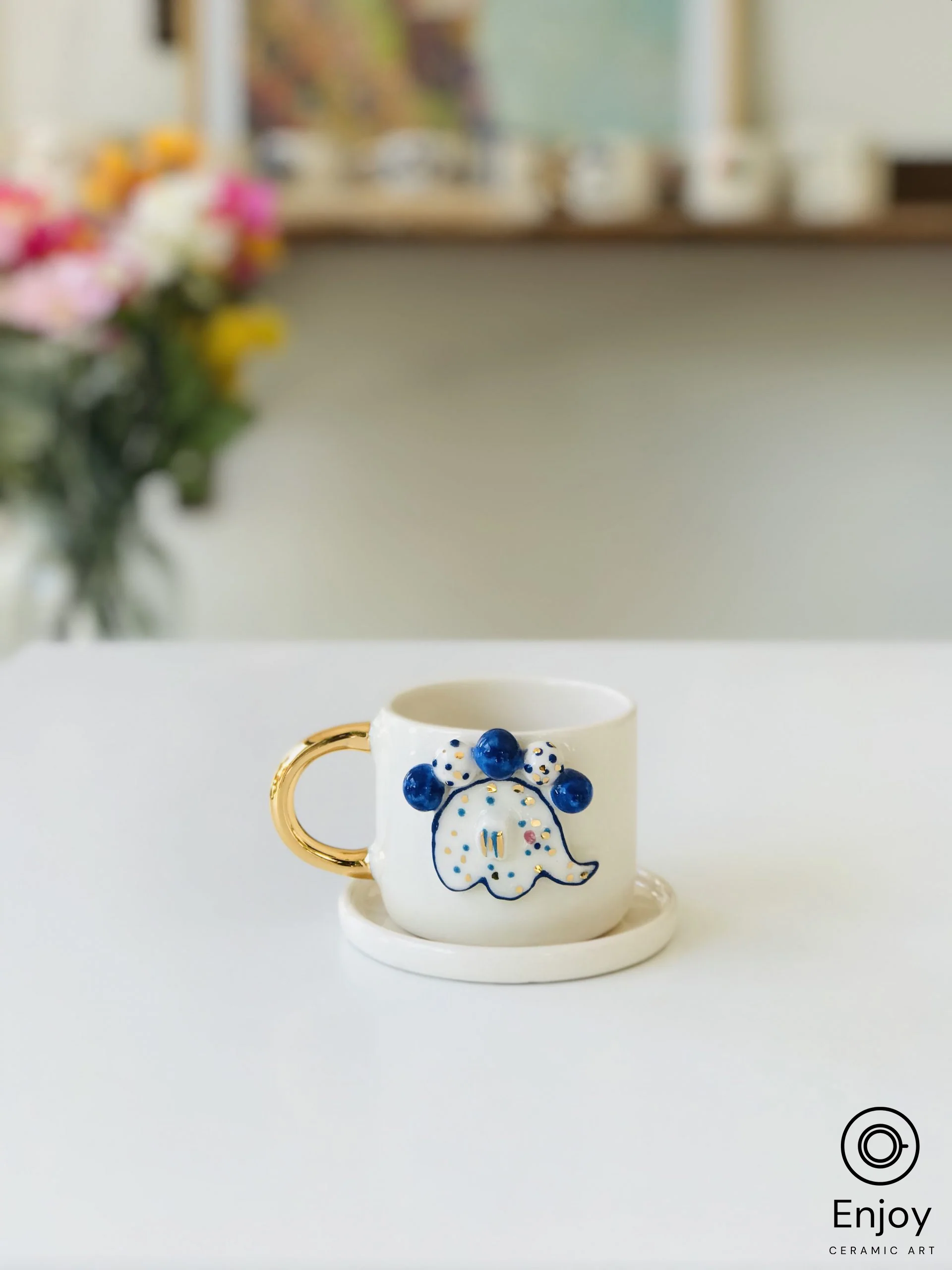 Elephant Abundance: Handmade Ceramic Espresso Cup - Perfect Elephant Lover Gift, Starbucks Inspired Elephant Coffee Cup