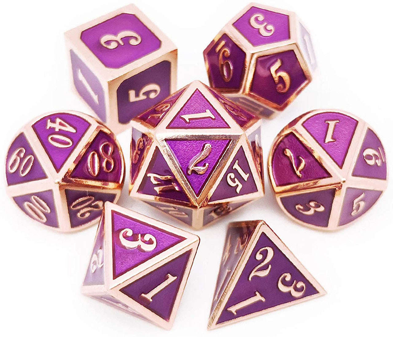 D&D Metal Dice Set for Dungeons and Dragons Game-Copper Purple