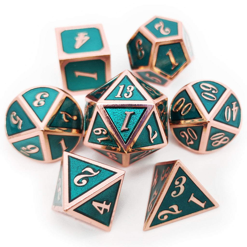 D&D Metal Dice Set for Dungeons and Dragons Game-Copper Teal