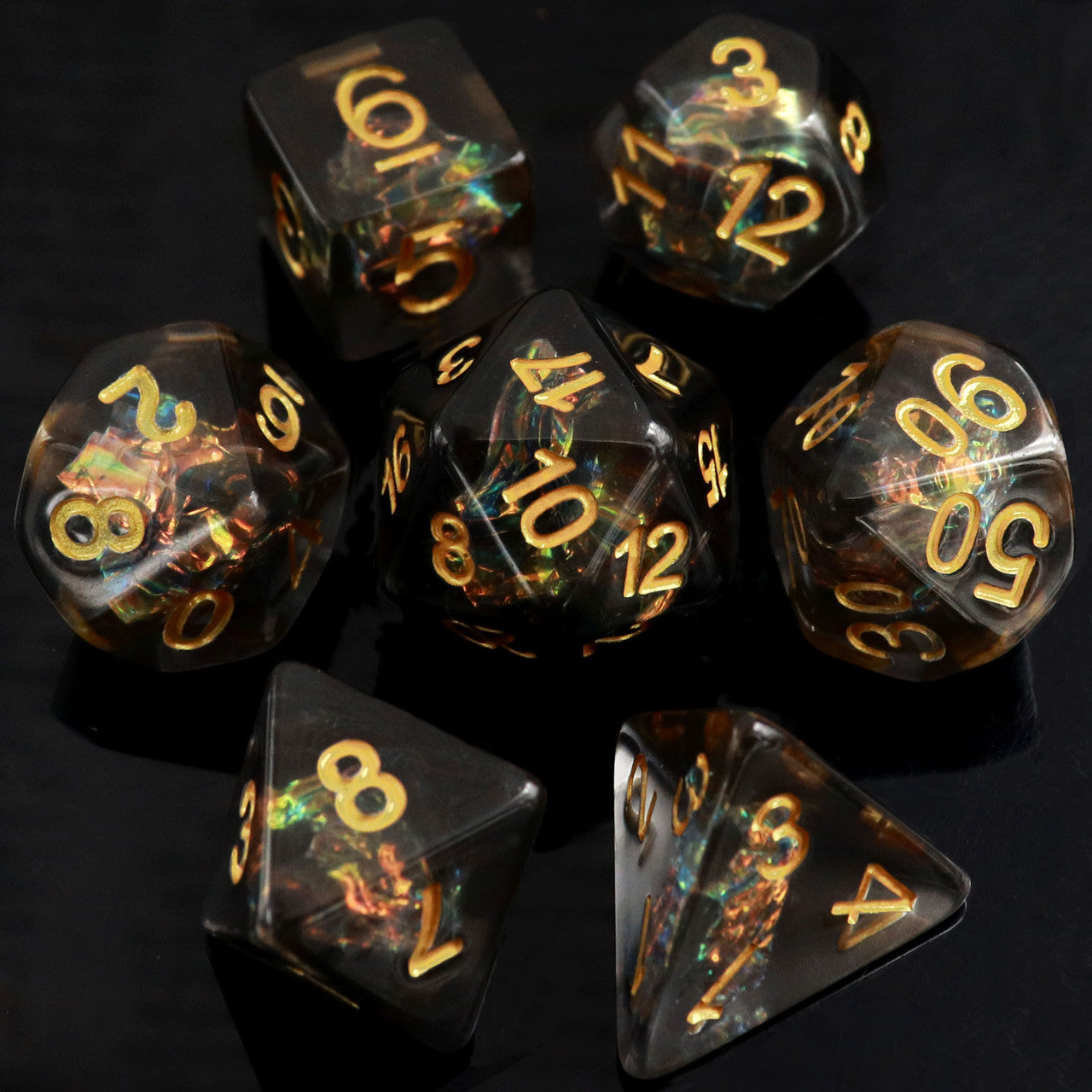 Haxtec Iridescent Mylar Core Resin DND Dice-Black