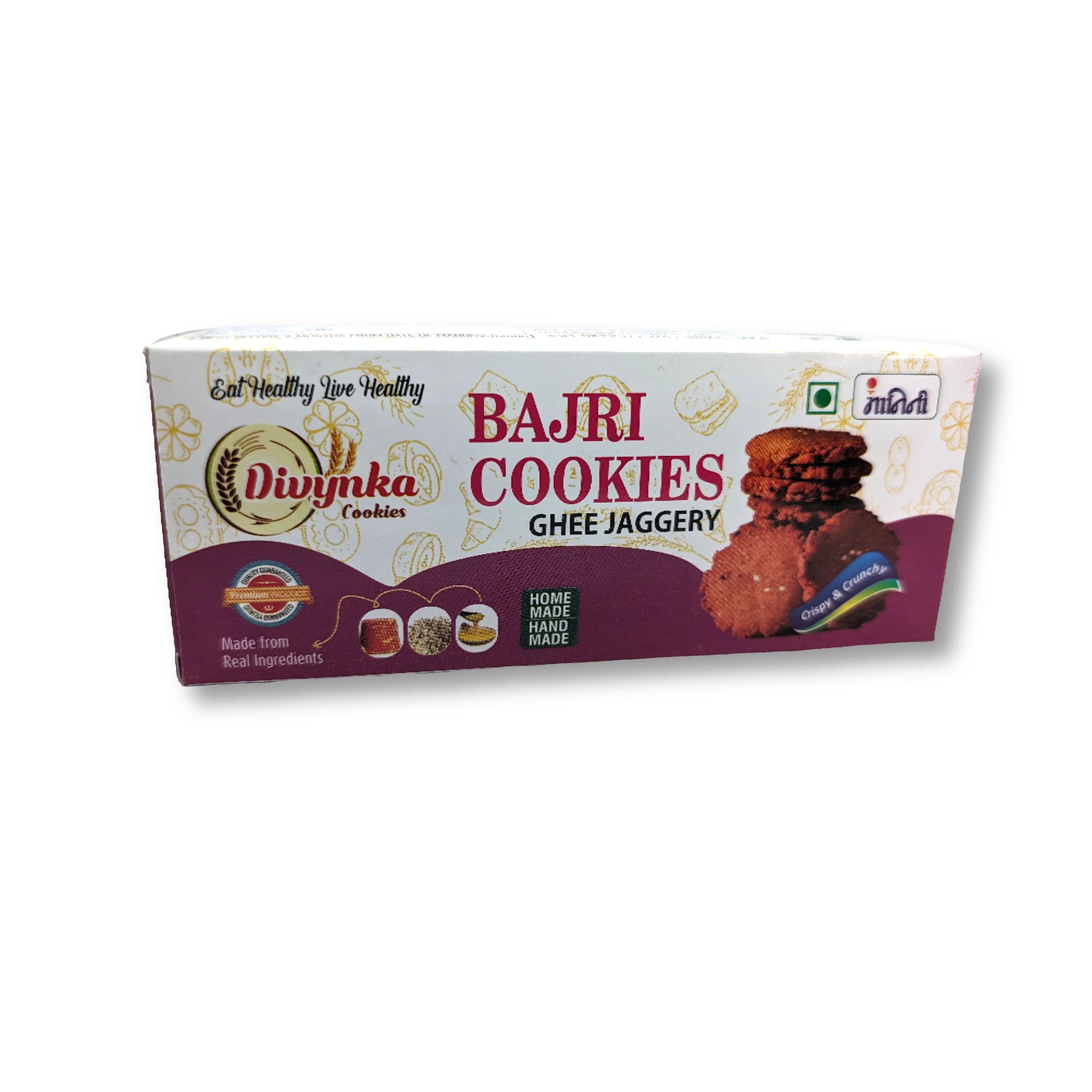 DIVYNKA Hand-made Bajri Cookies, Made by Organic Jaggery, No Maida, No Artificial colour, Pack of 100 gm