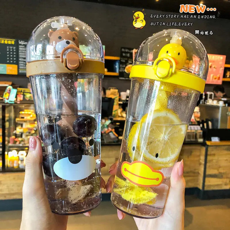 Cute Creative Plastic Straw Water Bottle-Eco-friendly water bottle