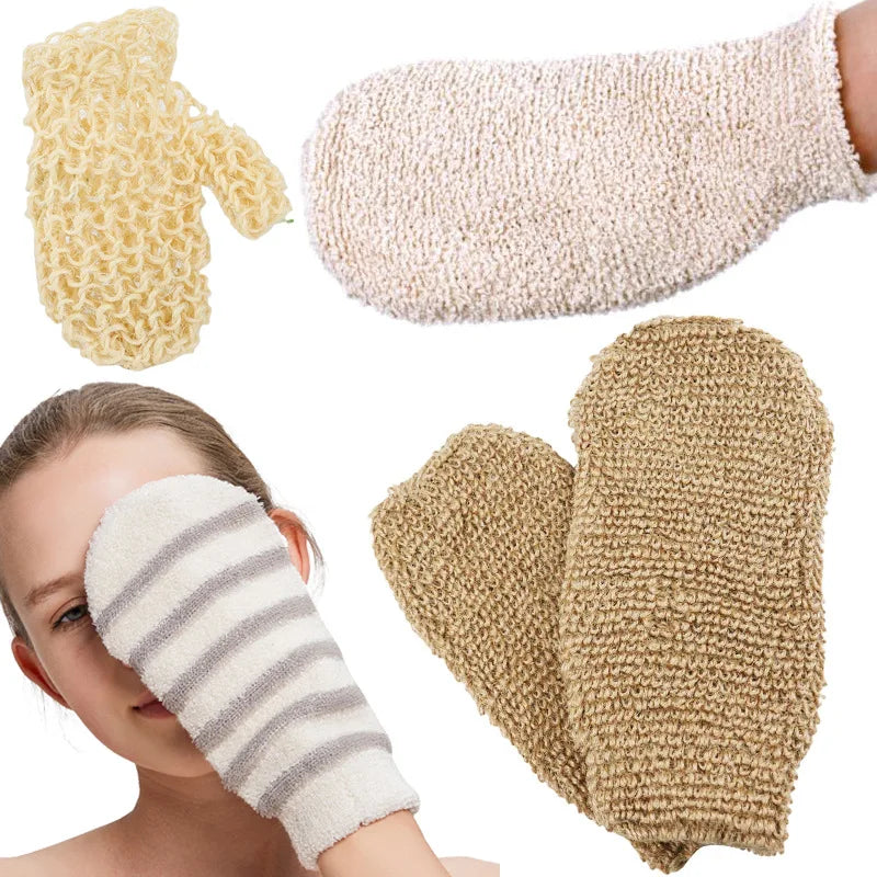 Cotton Hemp Jute Bath Towel Gloves Ramie Bath Towel Double-sided