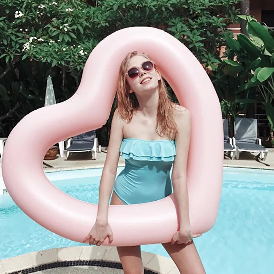 Hot Inflatable Sweet Heart Swimming Rings laps Giant Pool