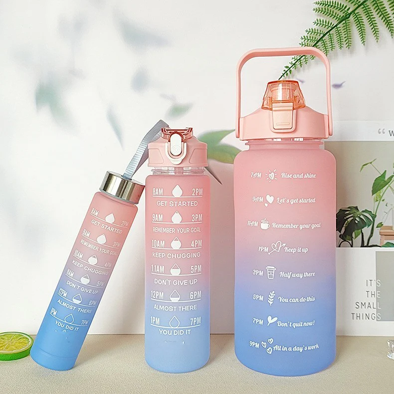 Unique Colorful Hydration Companions: 3 Water Bottle Set