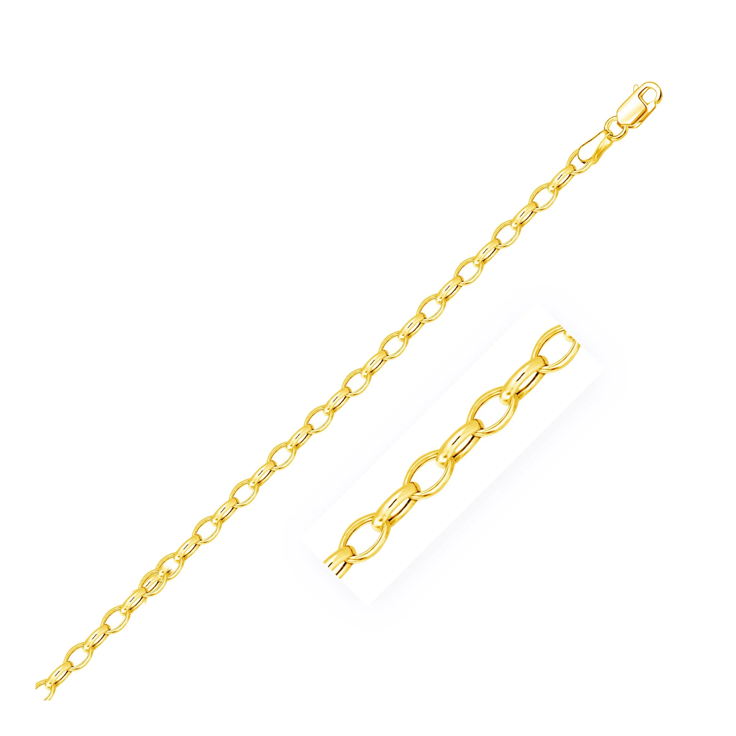 14k Yellow Gold Oval Rolo Bracelet  (3.20 mm)