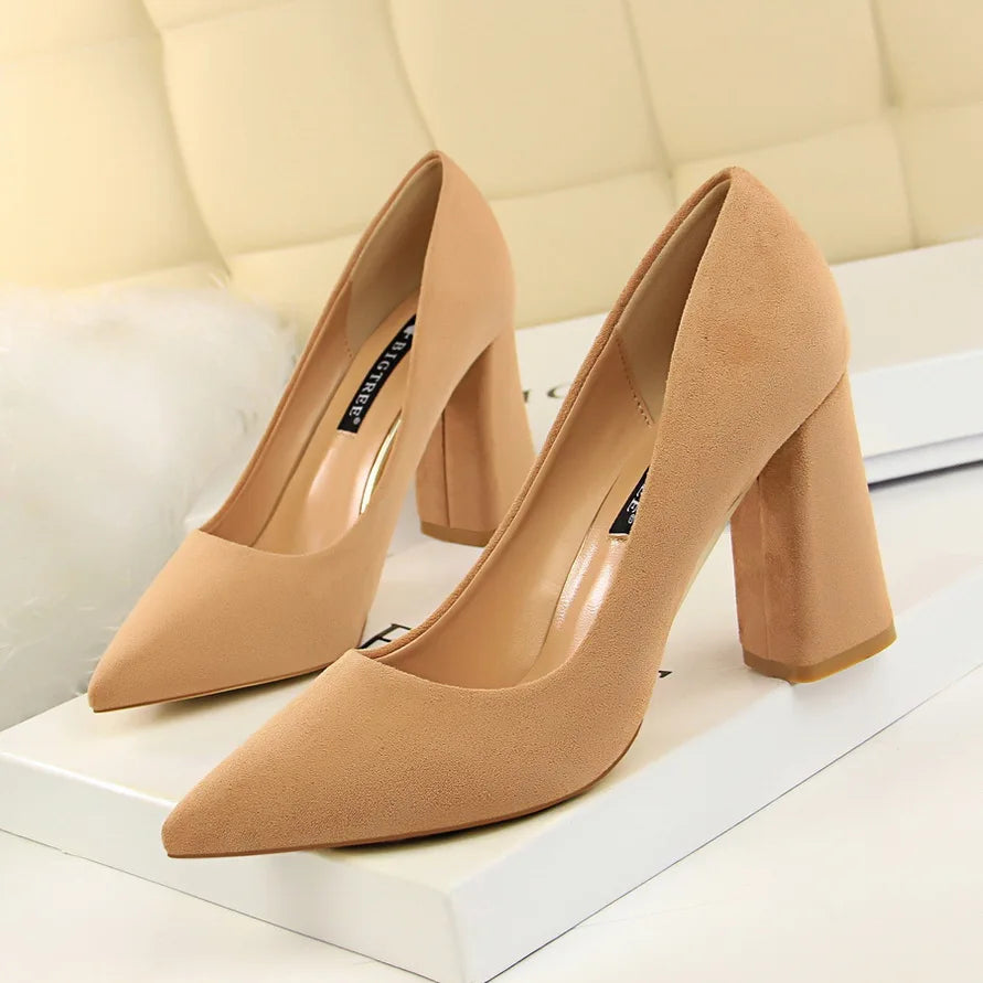 Elegant Flock Suede Pumps