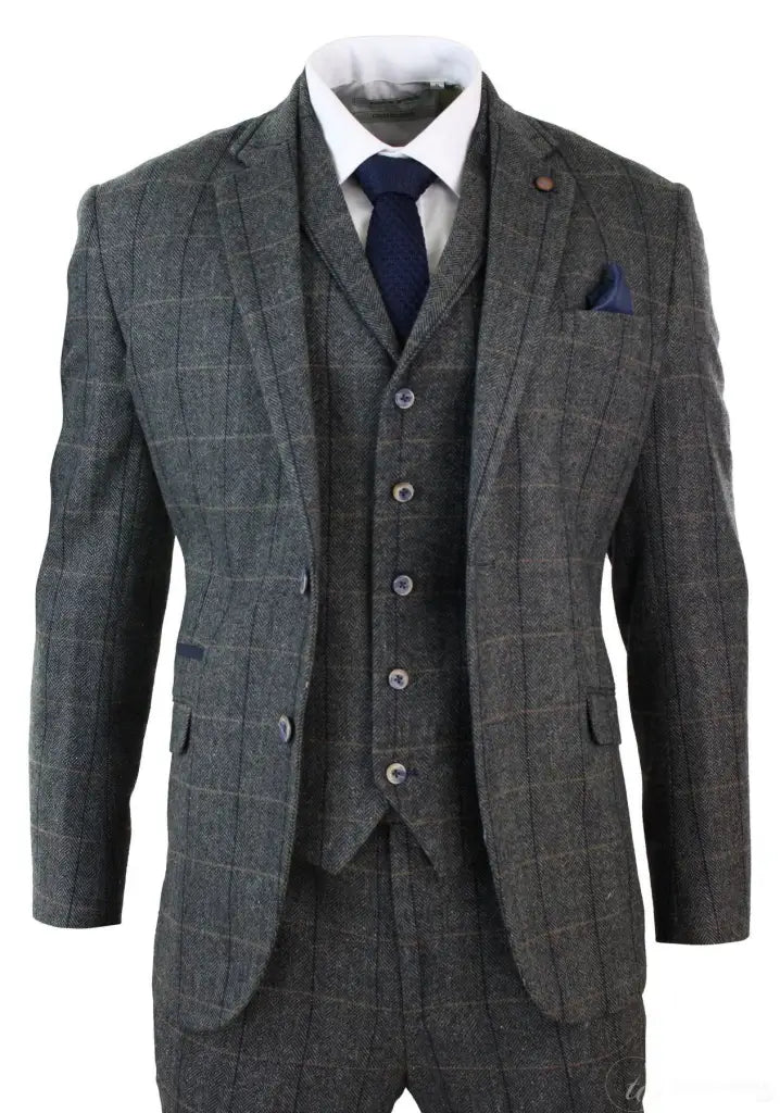 Peaky Blinders Grey Navy Suit, 3-Delig pak, Blazer, Gilet en Pantalon