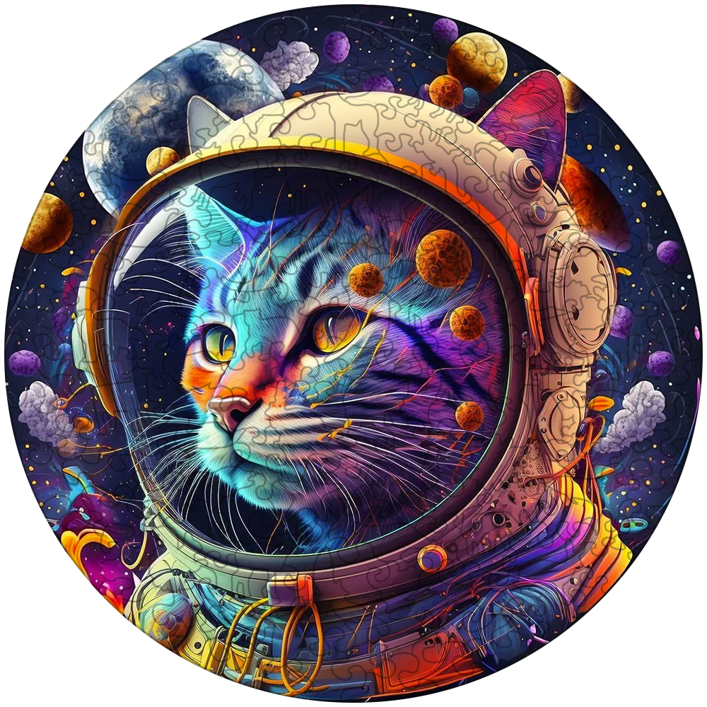 Space Cat söta kattungar trä pussel