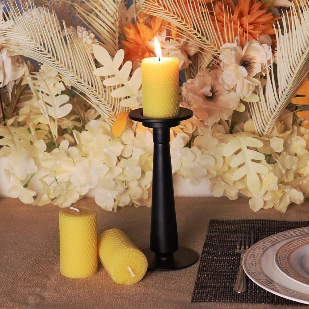 Hand-Rolled Beeswax Pillar Candles (3-pack)