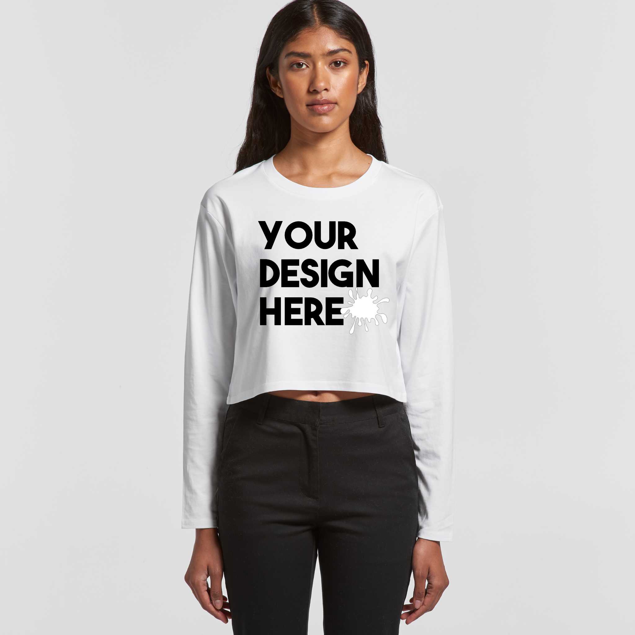 WOMENS LONG SLEEVE CROPPED T SHIRT