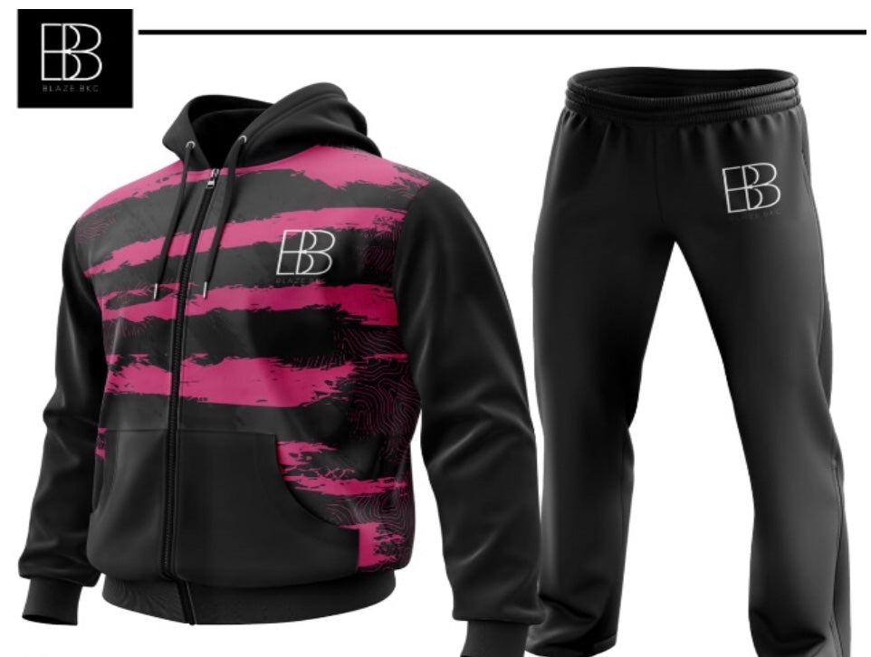 BLAZE.BKC PINKSTRIPBLAZE TRACKSUIT SET