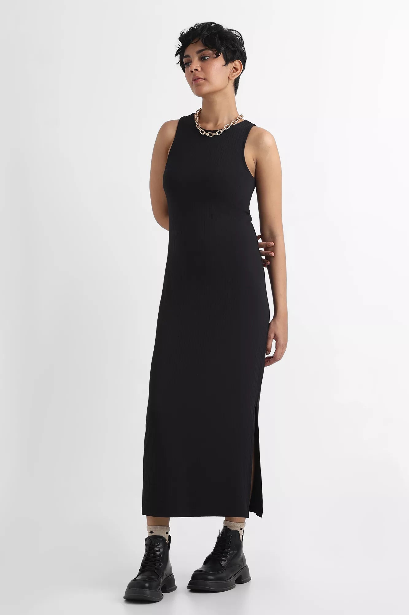 Sleeveless Bodycon Dress With Slit