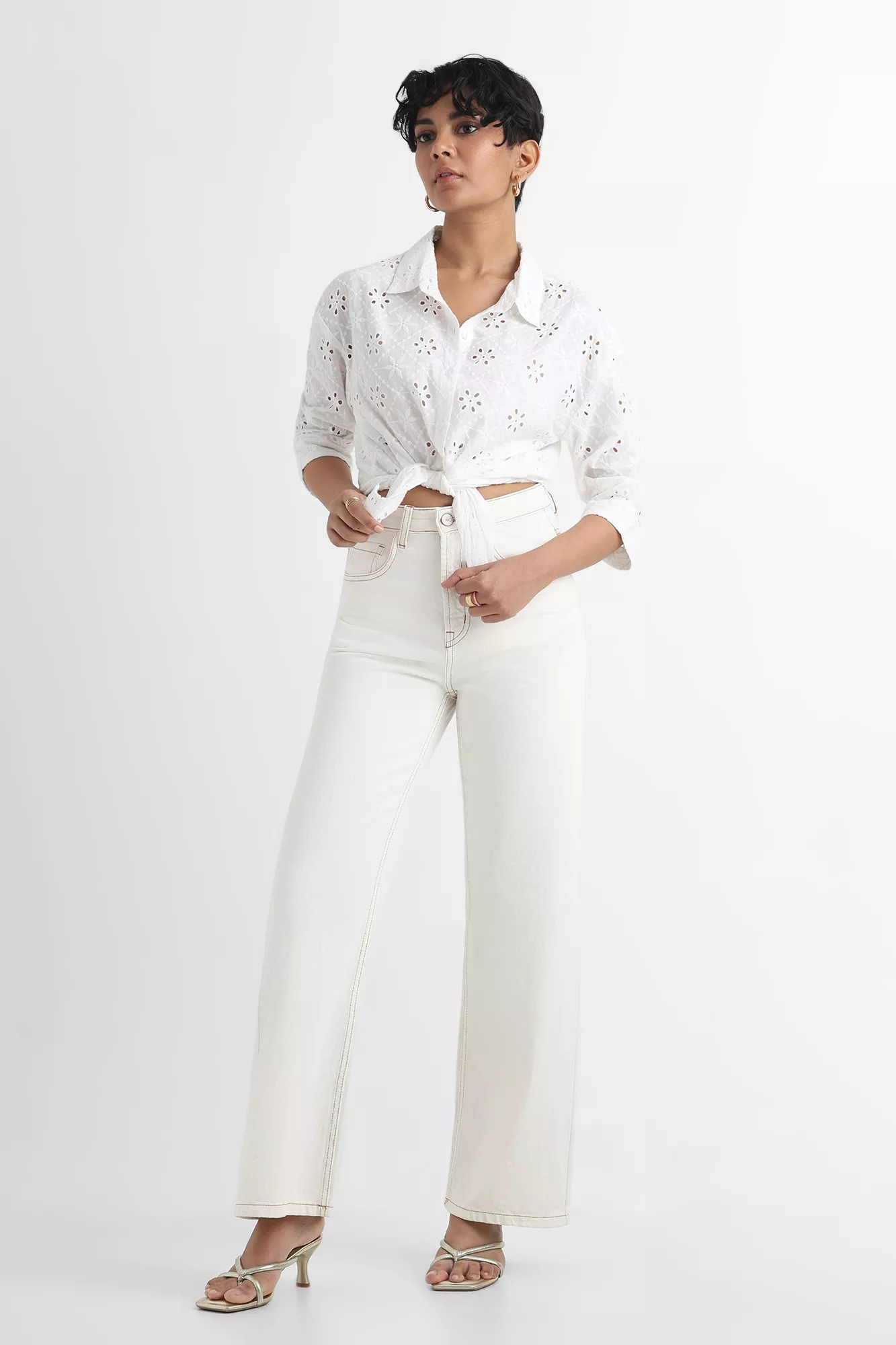 Off White Wide Leg Jeans