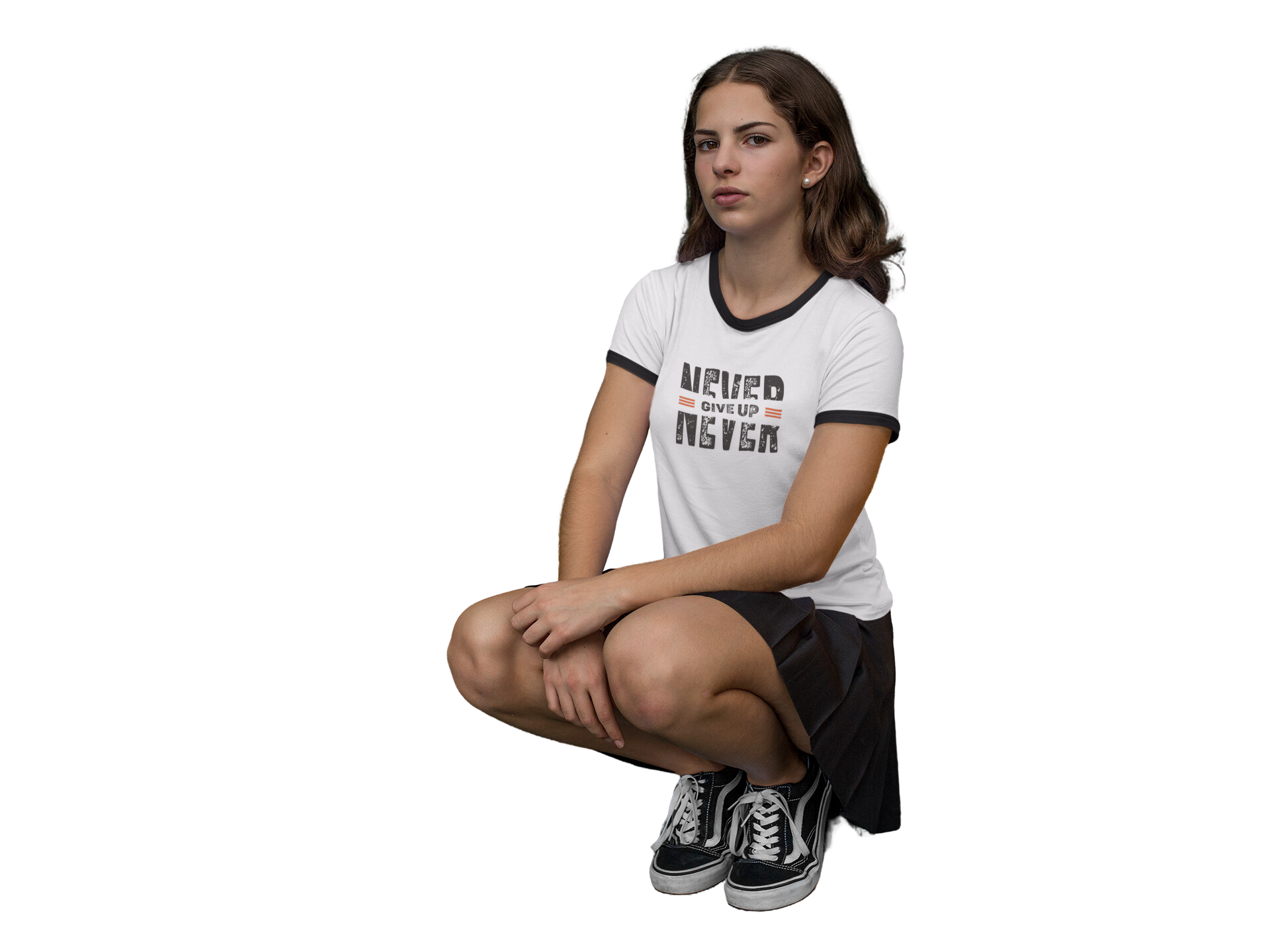 "Never Give Up Ringer Tee by YouWe Fashion: Sporty Style for Every Woman"