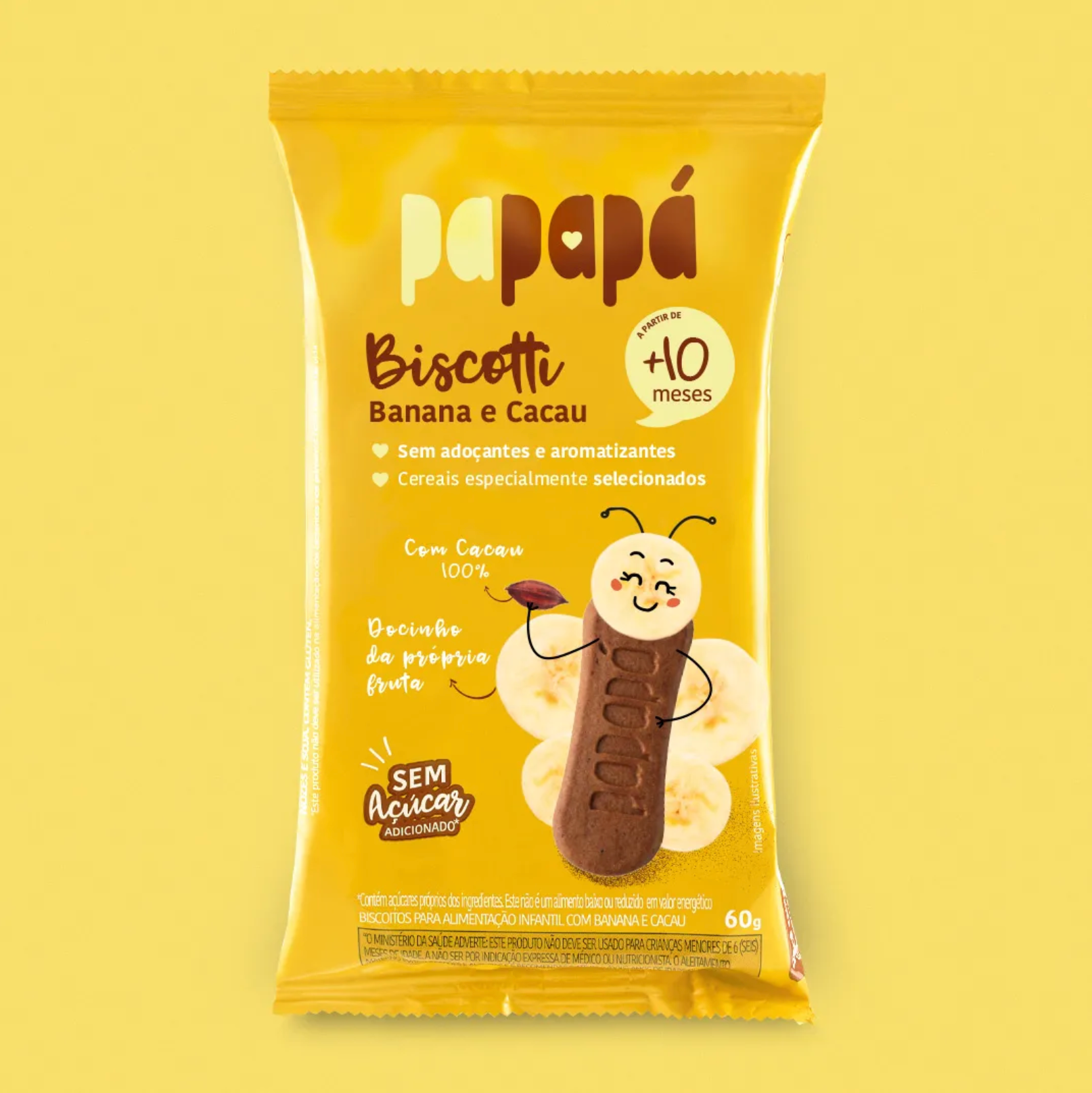 Biscoitinho Biscotti  Banana e Cacau 60g Papapá