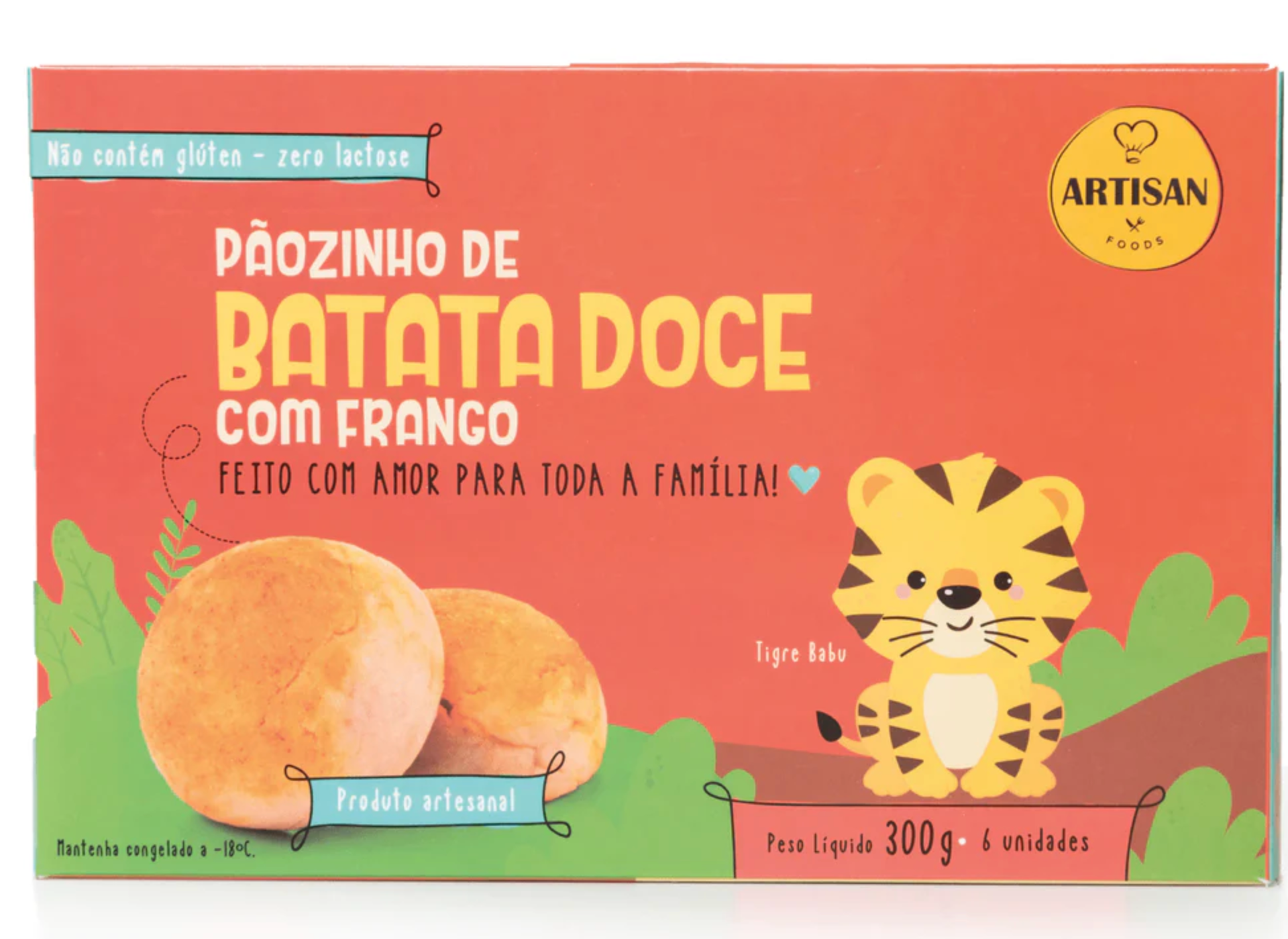 Paozinho de batata doce com frango Artisan