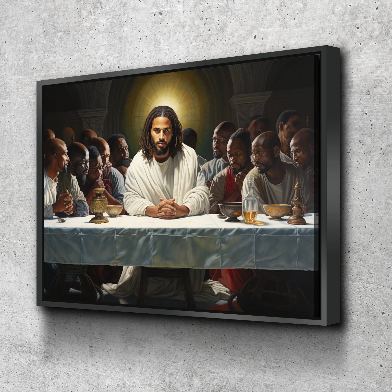 African American Wall Art | African Canvas Art | Canvas Wall Art | Black Jesus Last Supper v6