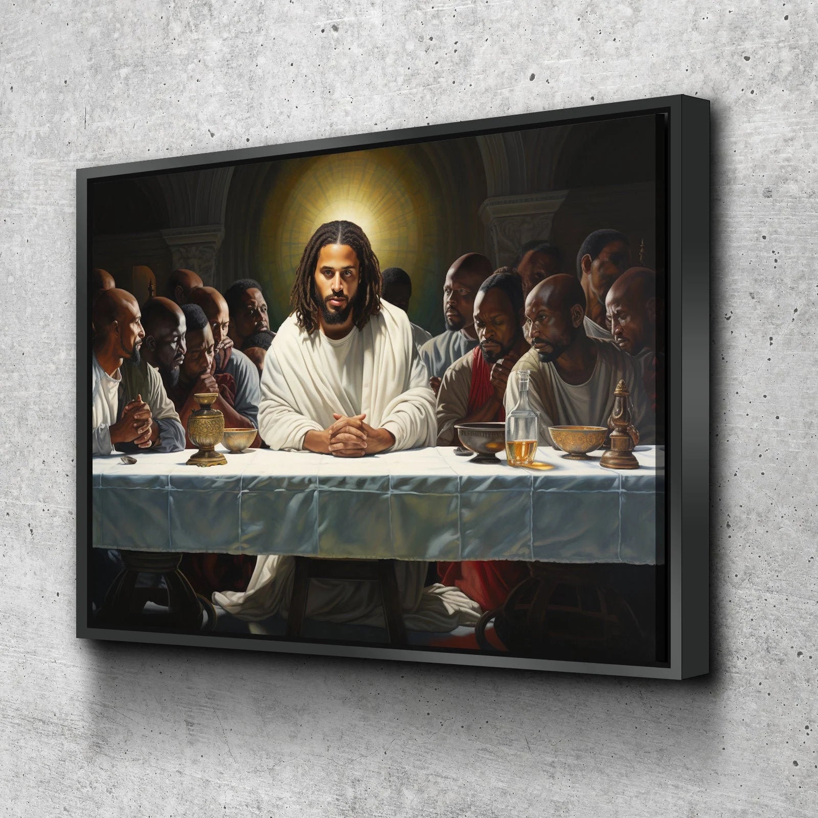 African American Wall Art | African Canvas Art | Canvas Wall Art | Black Jesus Last Supper v6