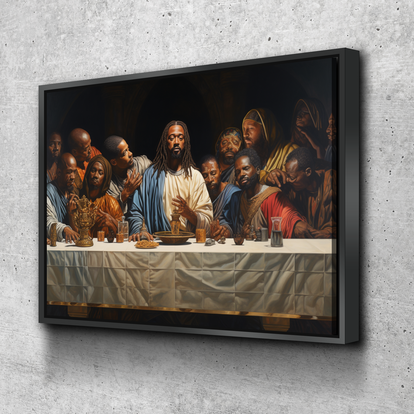 African American Wall Art | African Canvas Art | Canvas Wall Art | Black Jesus Last Supper v3