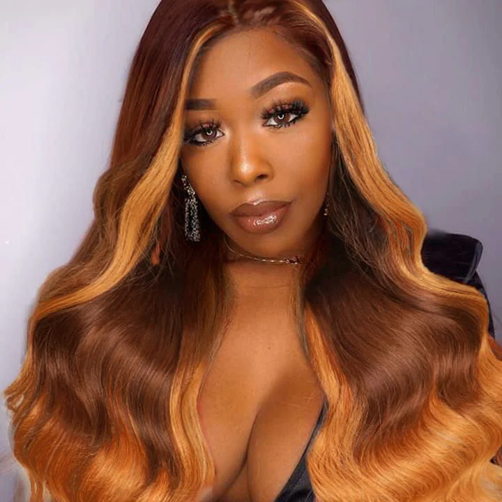 Ombre #4/30 Highlight Color Body Wave Lace Wig 4x4/13x4/13x6 Lace Front Wig