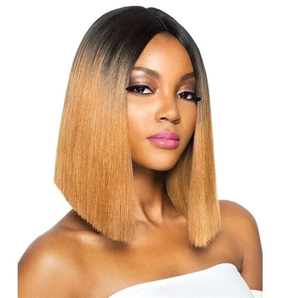 Short Bob Wig Straight Wig Black With Honey Blond Ombre Human Hair Wig