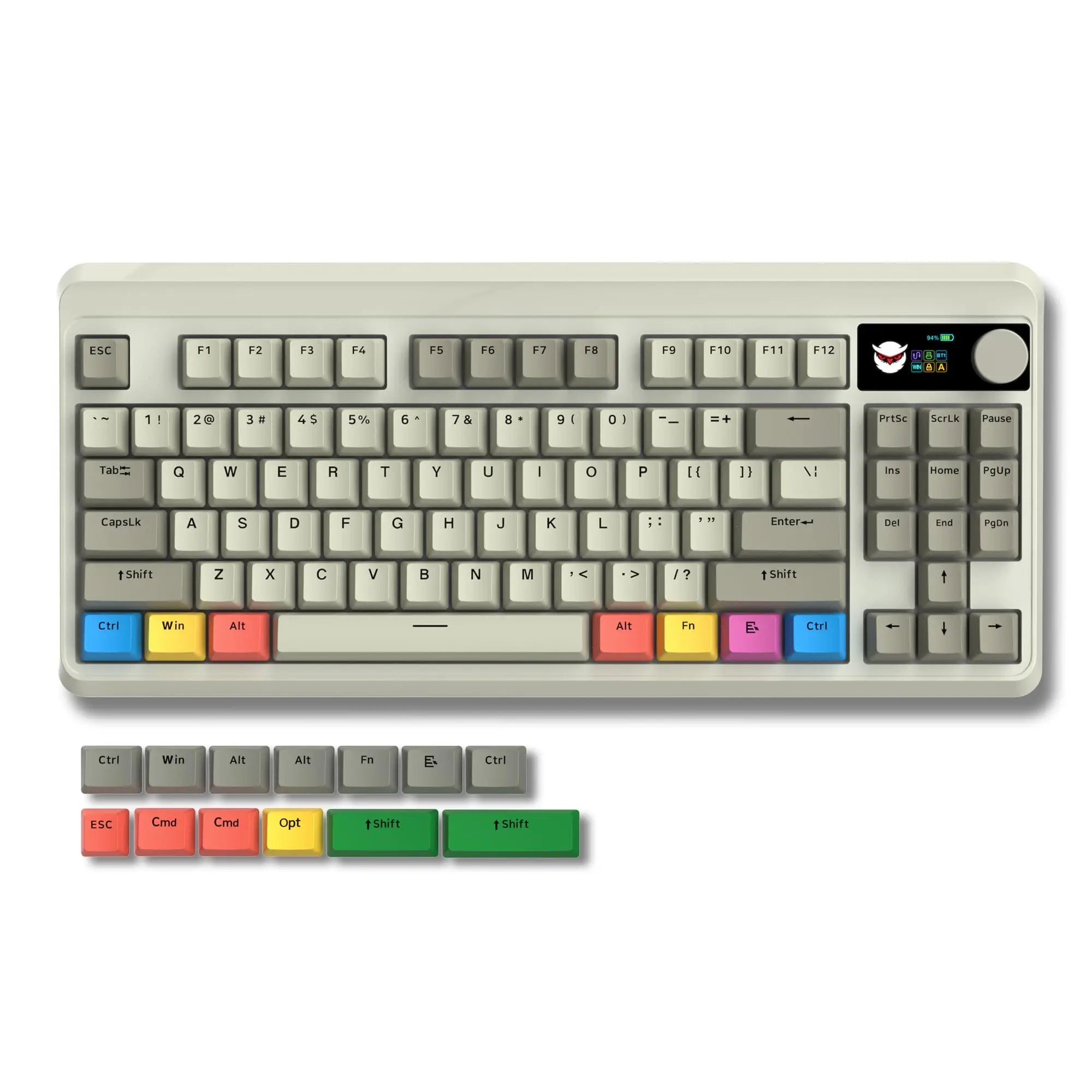 Kgm1-87 Pro Hot-Swap Mechanical Keyboard w/ Bluetooth/ 2.4GHz / Usb-C | Tkl Rgb Tri-Mode w/ Oled Display Knob