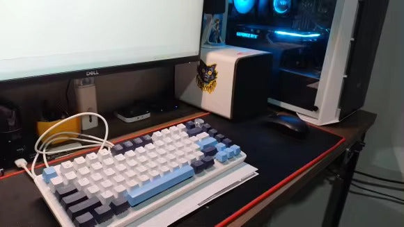 KG82 Wired Mechanical Keyboard w/ Blue Switches | Multifunctional Knob | 75% Layout, 82 Keys