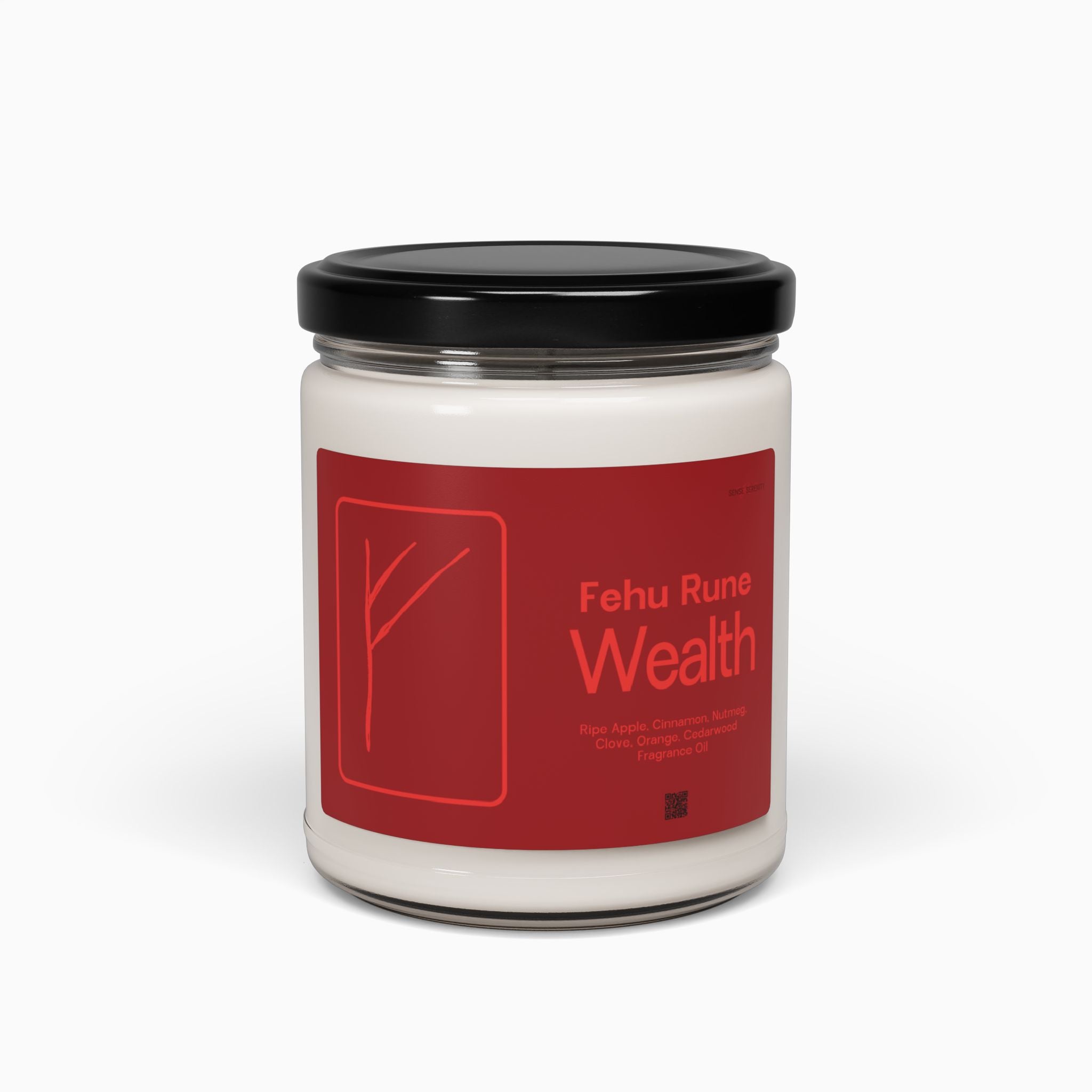 Apple Harvest Scented Soy Candle with Fehu Rune for Wealth